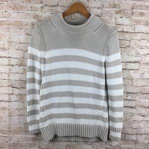 tan and white striped sweater